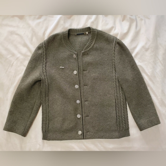 Vintage Litza Wool Green Button Down Cardigan Jacket Womens Medium - Picture 2 of 11